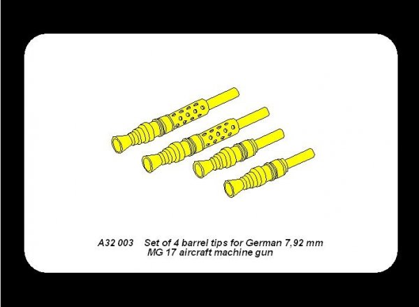 Aber A32003 Set of 4 barrels tips for German 7,92 mm MG 17 aircraft machine guns (1:32)