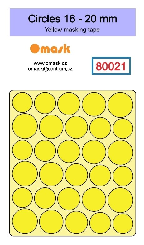 Omask 80021 Circles 16 - 20 mm (yellow masking tape)