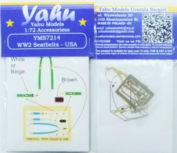 Yahu YMS7214 WW2 seatbelts USAAF &amp; US NAVY (1:72)