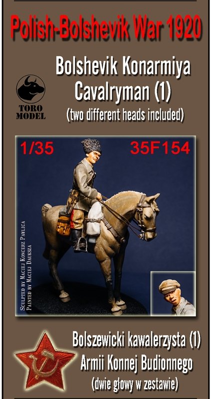 Toro 35F154 Wojna Polsko-Bolszewicka 1920 - Bolszewicki kawalerzysta (1) Armii Konnej Budionnego (dwie głowy w zestawie) 1/35