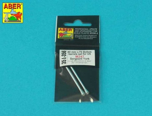 Aber 35l-356 40 mm L/70 Bofors Barrels Set for US M247 Sergeant York 1/35