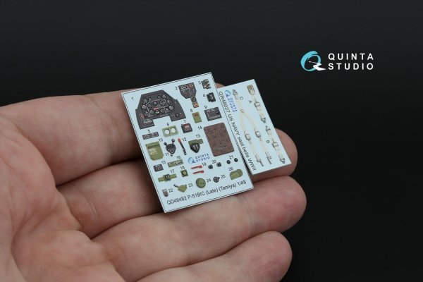 Quinta Studio QD48482 P-51B/C (Late) 3D-Printed coloured Interior on decal paper (Tamiya) 1/48