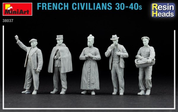 Miniart 38037 French Civilians 30-40s. (resin heads) 1/35