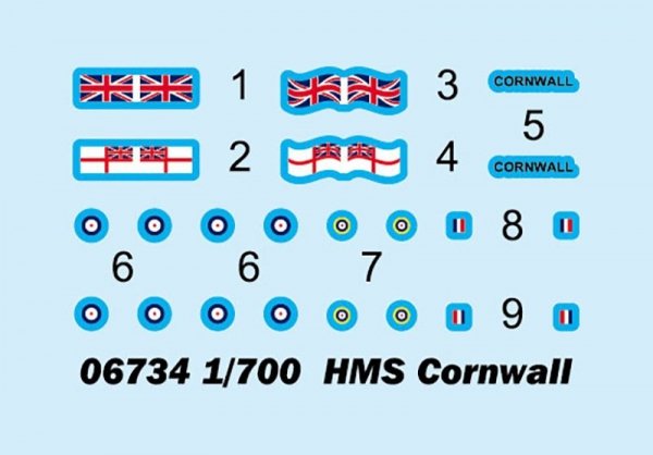 Trumpeter 06734 HMS Cornwall 1/700