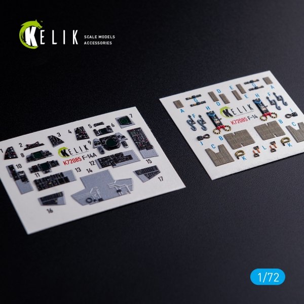 KELIK K72085 F-14A Tomcat - interior 3D decals for Hasegawa kit 1/72