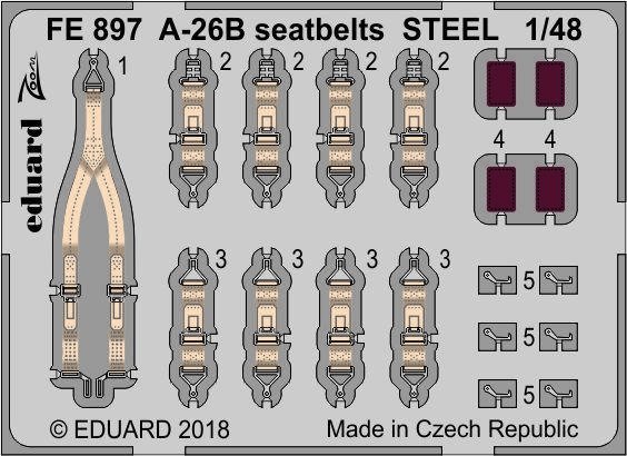 Eduard FE897 A-26B seatbelts STEEL REVELL 1/48