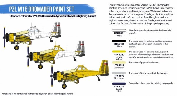Hataka HTK-BS122 PZL M18 Dromader Paint Set 6 x 17ml