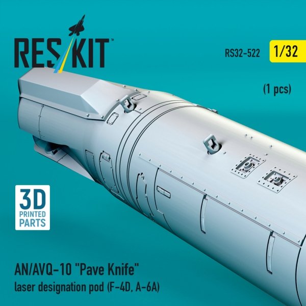 RESKIT RS32-0522 AN/AVQ-10 "Pave Knife" laser designation pod (1 pcs) (F-4D, A-6A) (3D Printed) (1/32)
