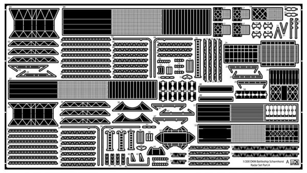 MK1 Design MS-20020 DKM Battleship SCHARNHORST RADAR &amp; MAST PARTS for Trumpeter 1/200