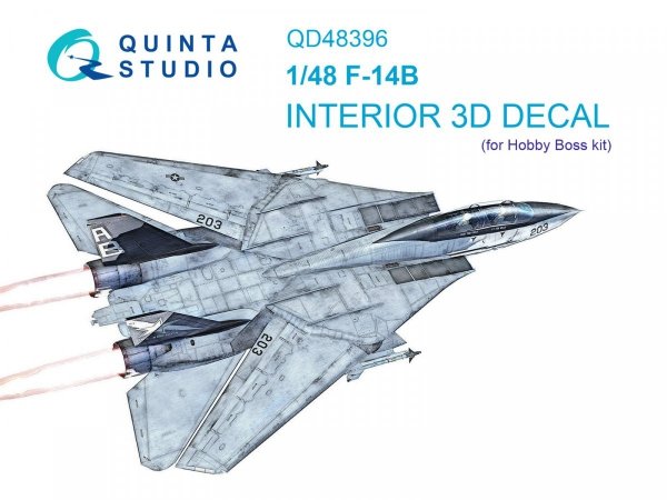 Quinta Studio QD48396 F-14B 3D-Printed &amp; coloured Interior on decal paper (Hobby Boss) 1/48