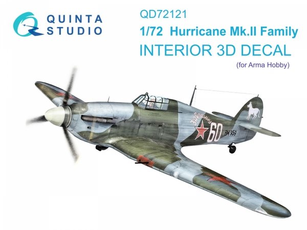 Quinta Studio QD72121 Hurricane Mk.II family 3D-Printed coloured Interior on decal paper (Arma Hobby) 1/72
