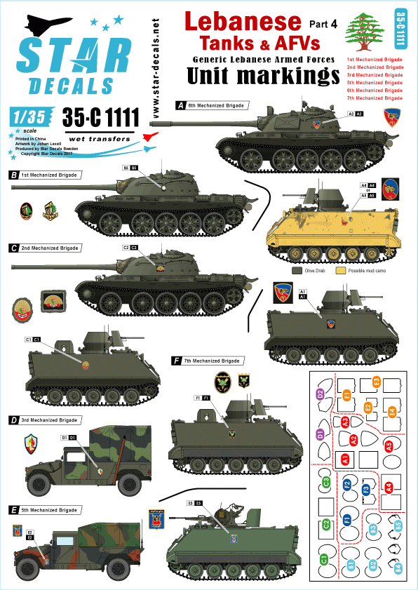 Star Decals 35-C1111 Lebanese Tanks &amp; AFVs 4 1/35