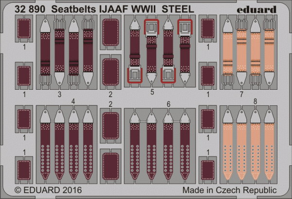 Eduard 32890 Seatbelts IJAAF WWII STEEL 1/32