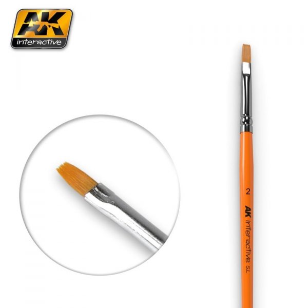 AK Interactive AK609 FLAT BRUSHES 2 SYNTHETIC