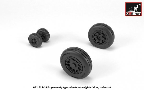 Armory Models AW32502 JAS-39 Gripen wheels w/ weighted tires, early 1/32