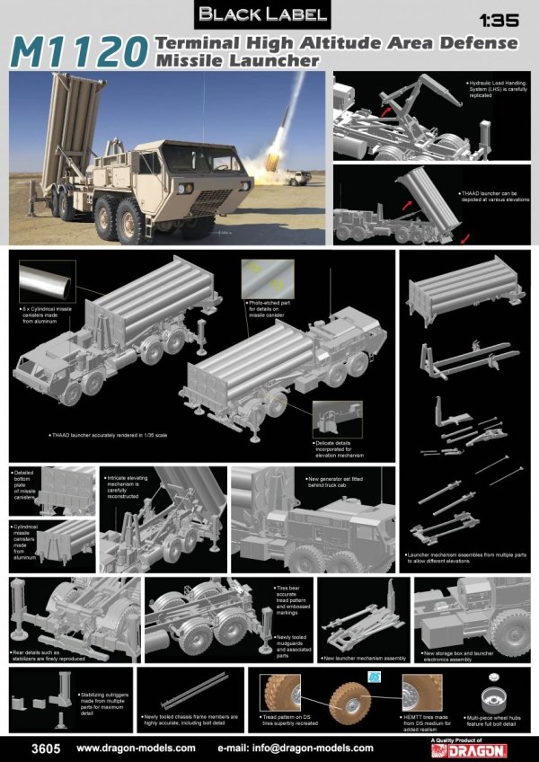 Dragon 3605 M1120 Terminal High Altitude Area Defense Missile Launcher 1/35