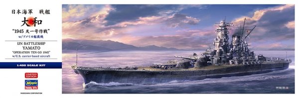 Hasegawa SP656-52456 IJN Battleship Yamato "Operation Ten-Go 1945" w/ U.S. Carrier-Based Aircraft 1/450