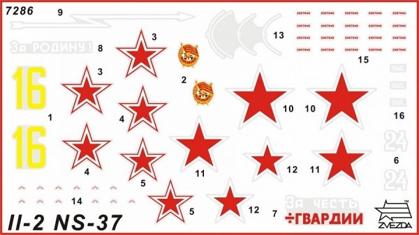 Zvezda 7286 Soviet IL-2 attack aircraft with a 37mm NS-37 cannon 1/72