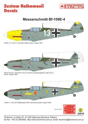 Techmod 24010 - Messerschmitt Bf 109E-4 (1:24)
