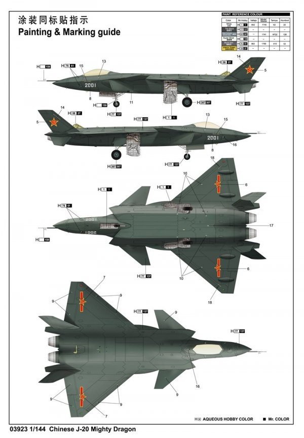 Trumpeter 03923 Chinese J-20 Mighty Dragon 1/144