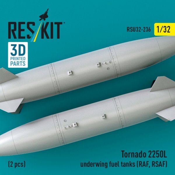 RESKIT RSU32-0236 Tornado 2250L underwing fuel tanks (RAF, RSAF) (2 pcs) (3D Printed) (1/32)
