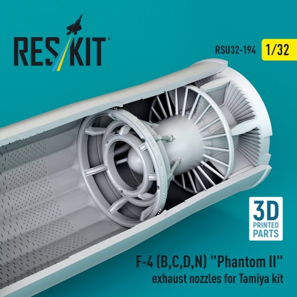 RESKIT RSU32-0194 F-4 (B, C, D, N) &quot;Phantom II&quot; exhaust nozzles for Tamiya kit (3d Printed) 1/32
