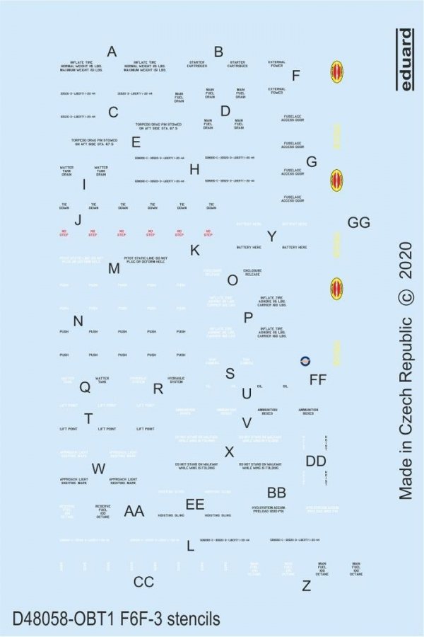 Eduard D48058 F6F-3 stencils 1/48 EDUARD