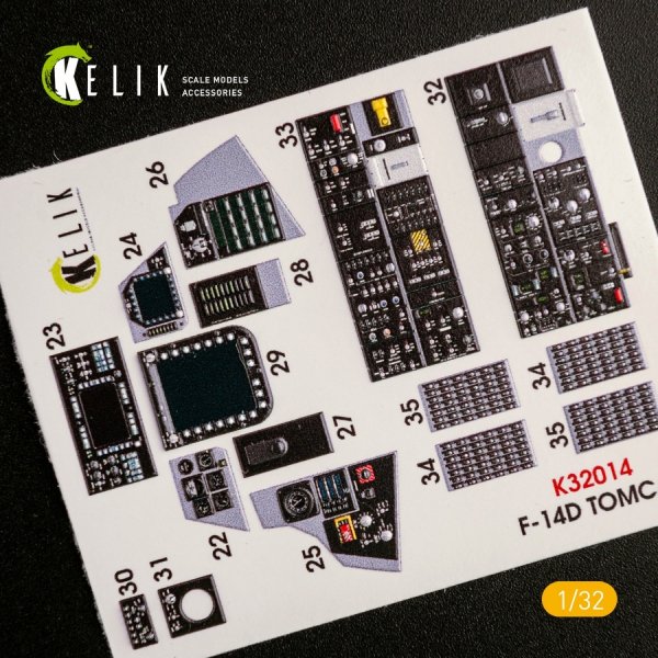 KELIK K32014 F-14D SUPER TOMCAT - INTERIOR 3D DECAL FOR TRUMPETER KIT 1/32