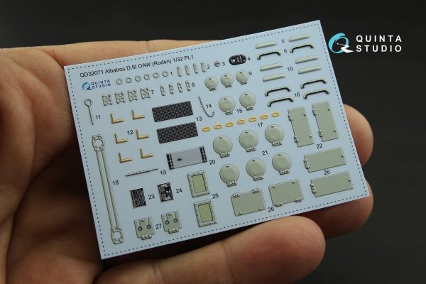 Quinta Studio QD32071 Albatros D.III OAW 3D-Printed &amp; coloured Interior on decal paper (for Roden kit) 1/32