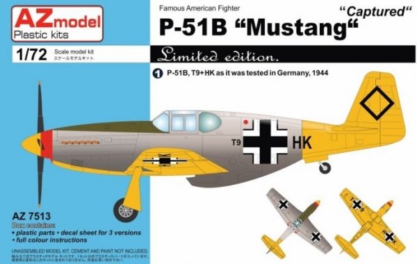 AZmodel AZ7513 P-51B Mustang &quot;Captured&quot; 1/72