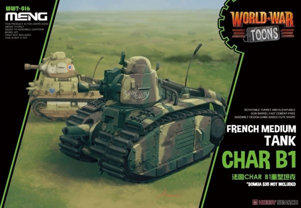 Meng Model WWT-016 World War Toons Char B1 French Medium Tank