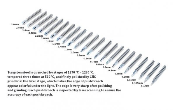 DSPIAE PB-01 0.1mm Tungsten Steel Push Broach / Rysik ze stali wolframowej