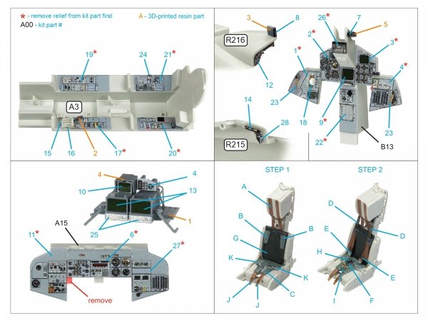 Quinta Studio QD+48058 Tornado F.3 3D-Printed &amp; coloured Interior on decal paper (Revell) (with 3D-printed resin parts) 1/48