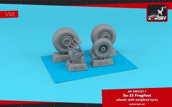 Armory Models AW32017 Sukhoj Su-25 Frogfoot wheels w/ weighted tyres &amp; mudguard 1/32