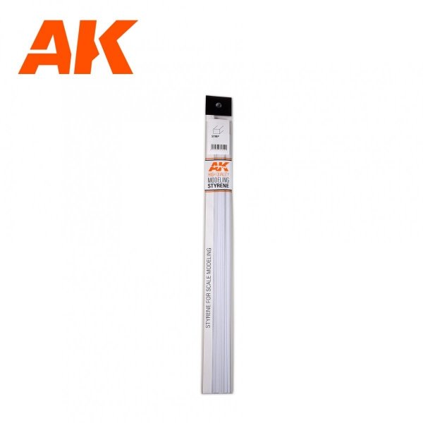 AK Interactive AK6509 STRIPS 0.50 X 2.00 X 350MM – STYRENE STRIP – (10 UNITS)