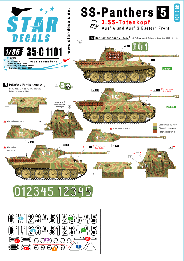 Star Decals 35-C1101 SS-Panthers # 5 1/35