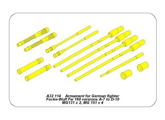 Aber A32114 Armament for German fighter Fw-190 A7-D10 1/32