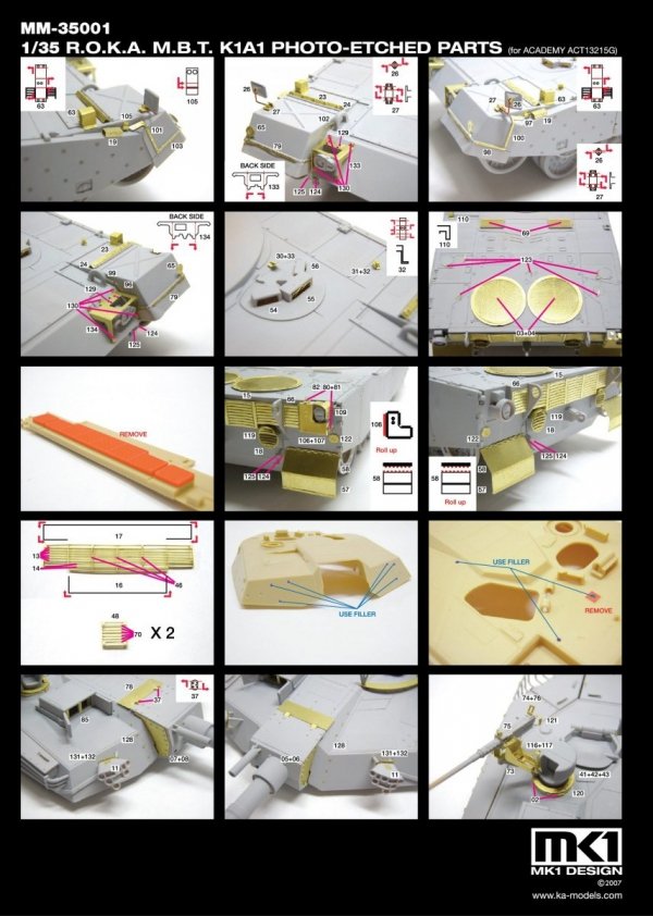 MK1 Design MM-35001 R.O.K.A K1A1 DETAIL-UP ETCHED PARTS 1/35