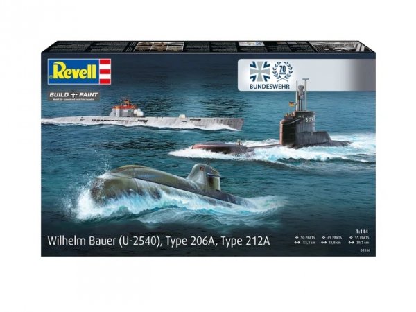 Revell 05186 70 Years Bundeswehr: Wilhelm Bauer, Type 206A, 212A 1/144