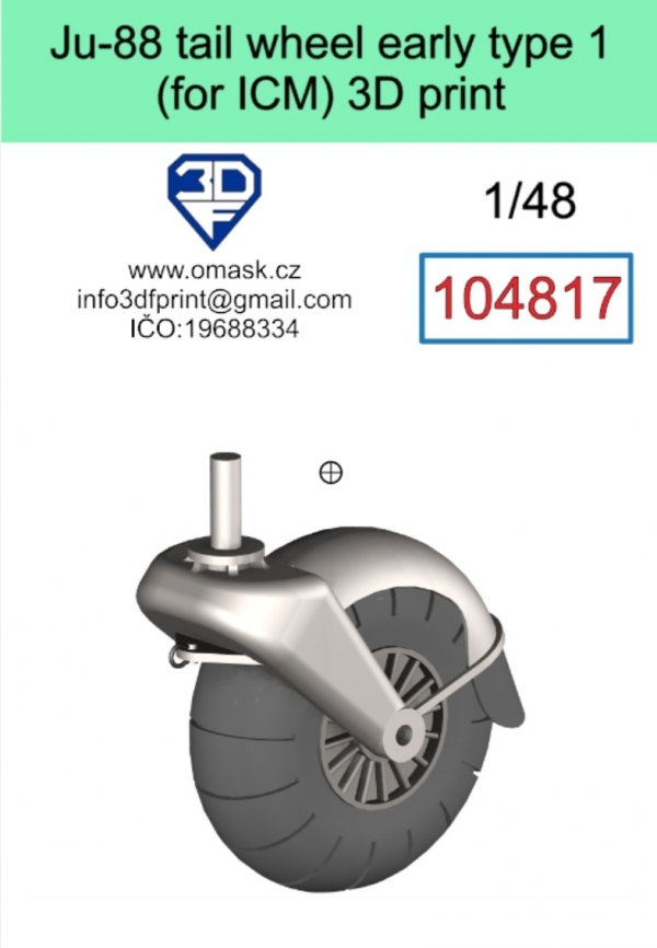 Omask 104817 Ju-88 tail wheel early type 1 3D print (for ICM) 1/48