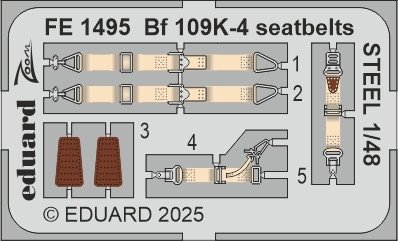 Eduard FE1495 Bf 109K-4 Seatbelts steel EDUARD 1/48