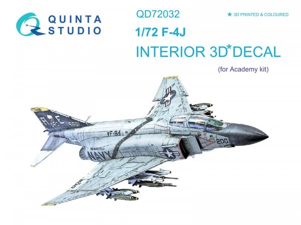 Quinta Studio QD72032 F-4J 3D-Printed &amp; coloured Interior on decal paper (for Academy kit) 1/72