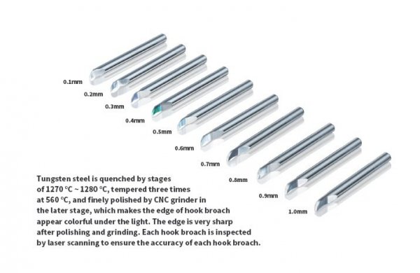 DSPIAE HC-09 0.9mm Tungsten Steel Hook Broach / Rysik ze stali wolframowej