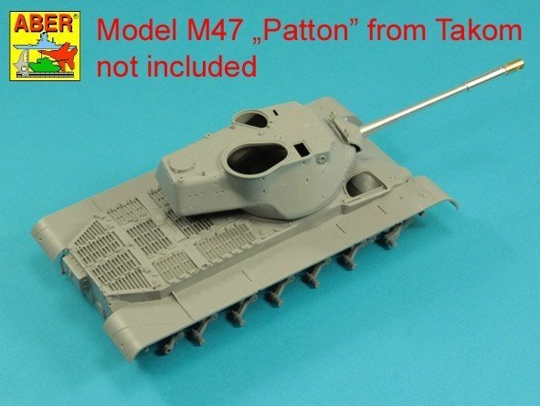 Aber 35L-284 90mm M-36 z cylindrycznym hamulcem do amerykańskiego czołgu M47 Patton bez pokrowca na jarzmo Takom/Italeri  1/35