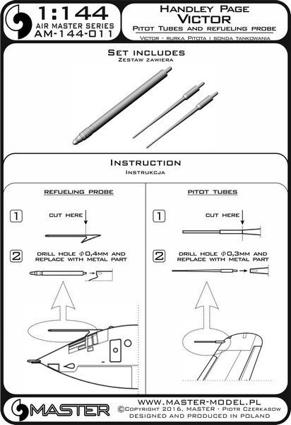 Master AM-144-011 Handley Page Victor - Pilot Tubes and Refueling Probe Boom 1:144