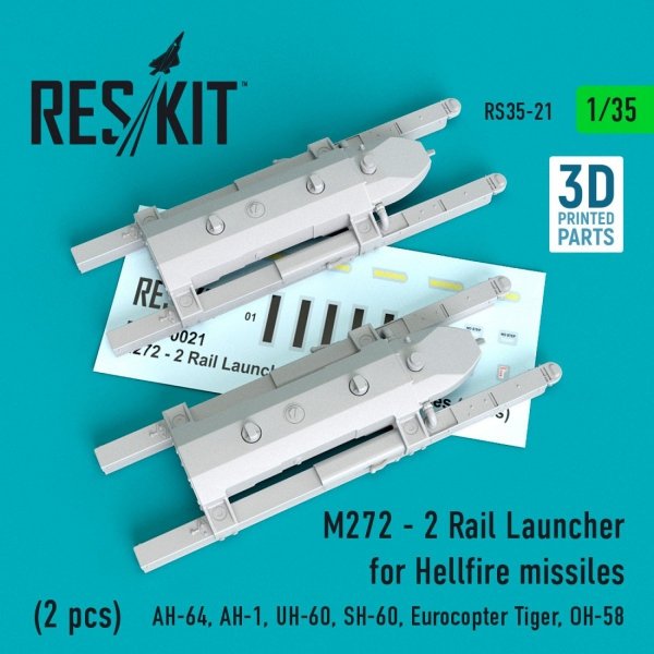 RESKIT RS35-0021 M272 - 2 RAIL LAUNCHER FOR HELLFIRE MISSILES (2 PCS) 1/35