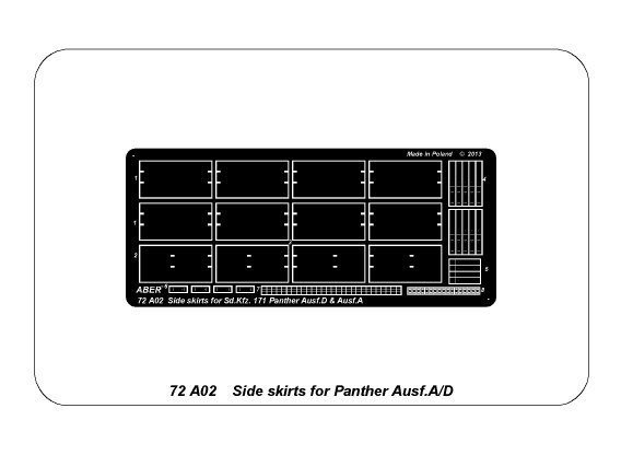 Aber 72A02 Osłony boczne do Panther A/D / Side skirts for Panther A/D 1/72