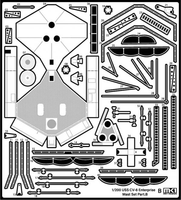 MK1 Design MD-20021 US Navy Aircraft Carrier CV-6 Enterprise Detail Up Parts Dx for Trumpeter 1/200