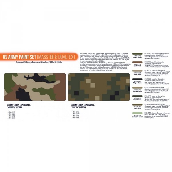 Hataka HTK-CS99 US Army paint set (MASSTER &amp; DUALTEX) (8x17ml)