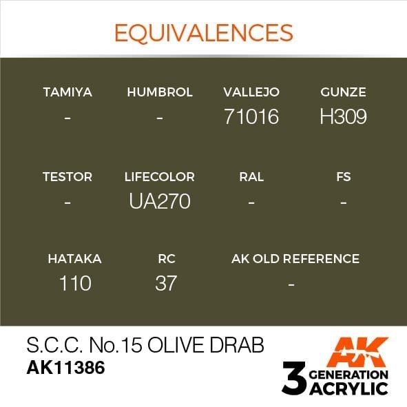 AK Interactive AK11386 S.C.C. No.15 Olive Drab 17ml